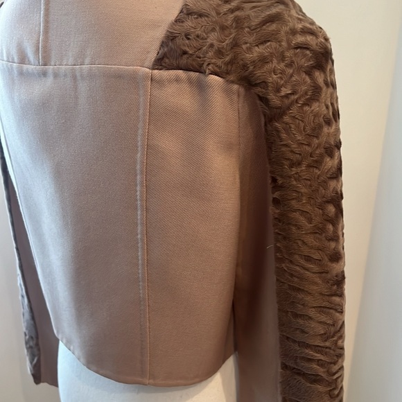 VALENTINO TechnoCOUTURE JACKET Beautiful Nude Color with Lamb fur insert Size 10 - Picture 9 of 15